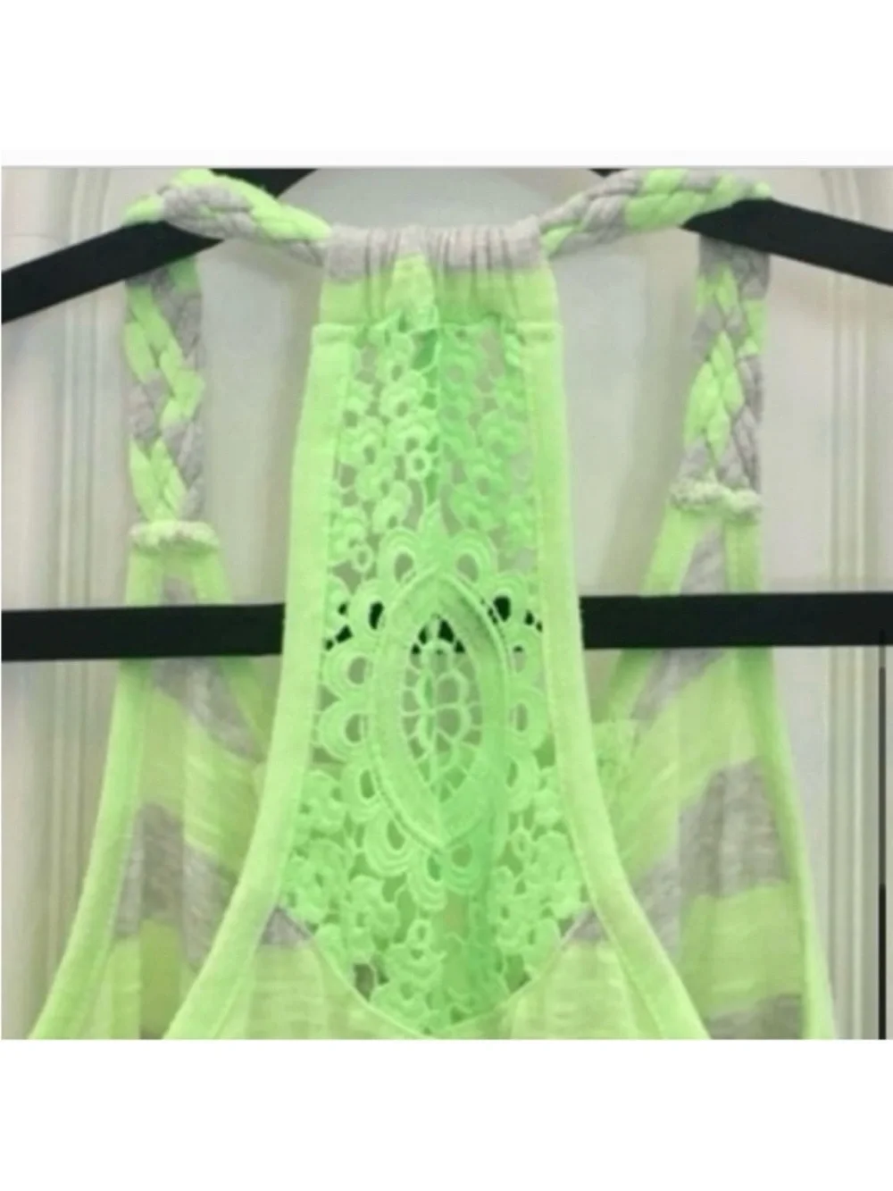 NWOT- Girl Sundress/Beach Cover-up Bright Green & Gray Stripe. Size: 12